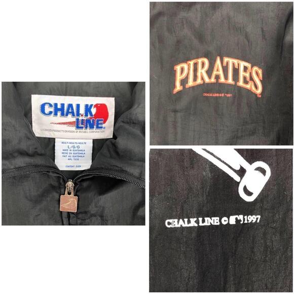 90s Pittsburg Pirates MLB Baseball black windbreaker jacket 1990s vintage - Picture 3 of 4